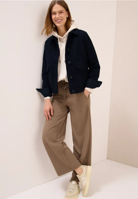 Wol-look jas dark navy blue