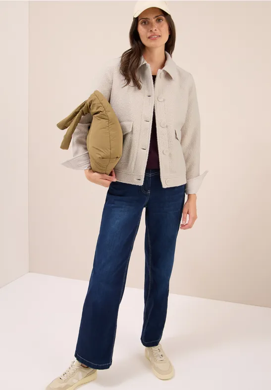 Jacke in Wolloptik teddy vanilla white
