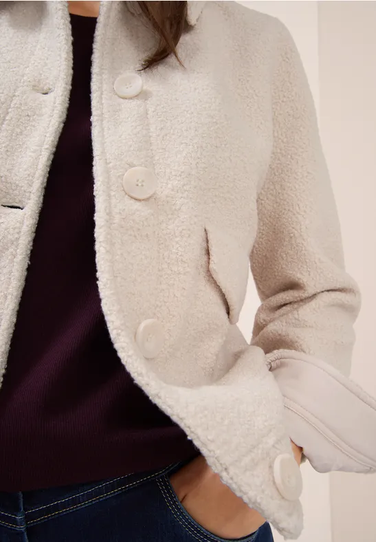 Jacke in Wolloptik teddy vanilla white