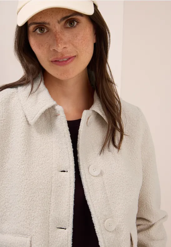 Jacke in Wolloptik teddy vanilla white