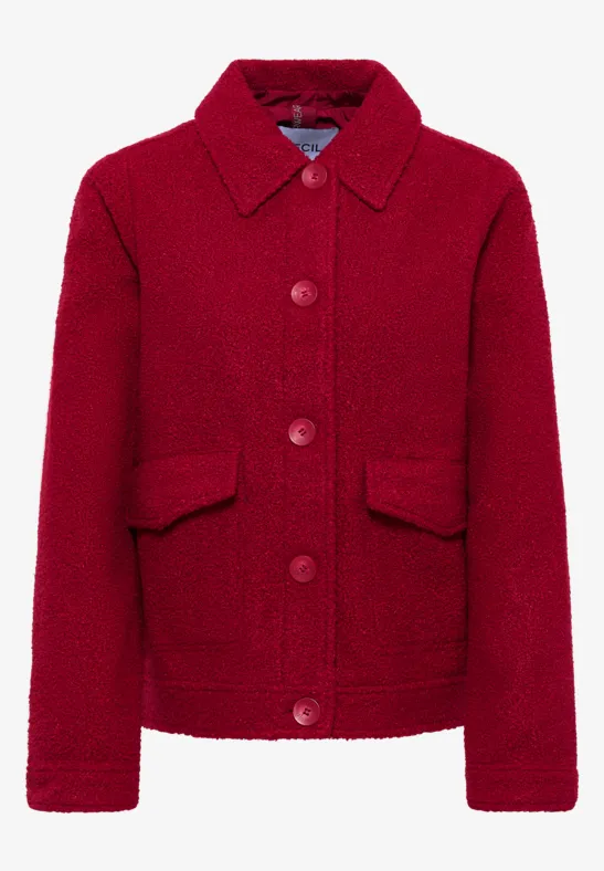 Wol-look jas beaujolais red