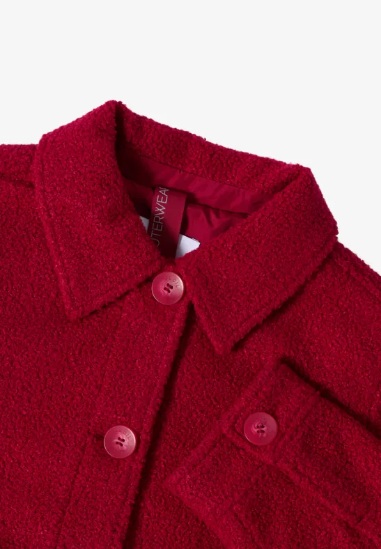 Wol-look jas beaujolais red
