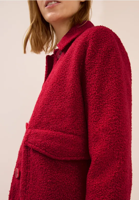 Wol-look jas beaujolais red