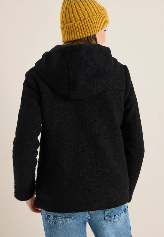 Kurze Wolloptik-Jacke Black