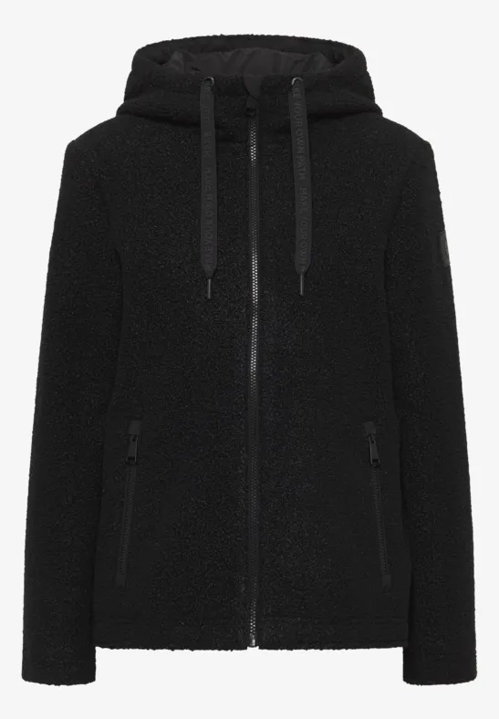 Kurze Wolloptik-Jacke Black