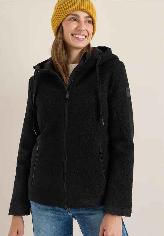 Kurze Wolloptik-Jacke Black