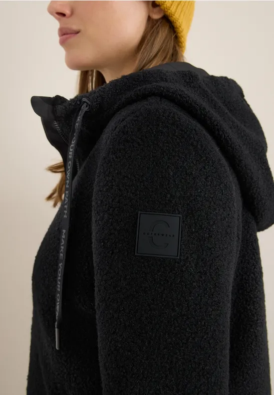 Kurze Wolloptik-Jacke Black