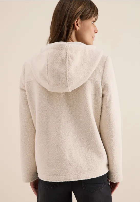 Kurze Wolloptik-Jacke teddy vanilla white