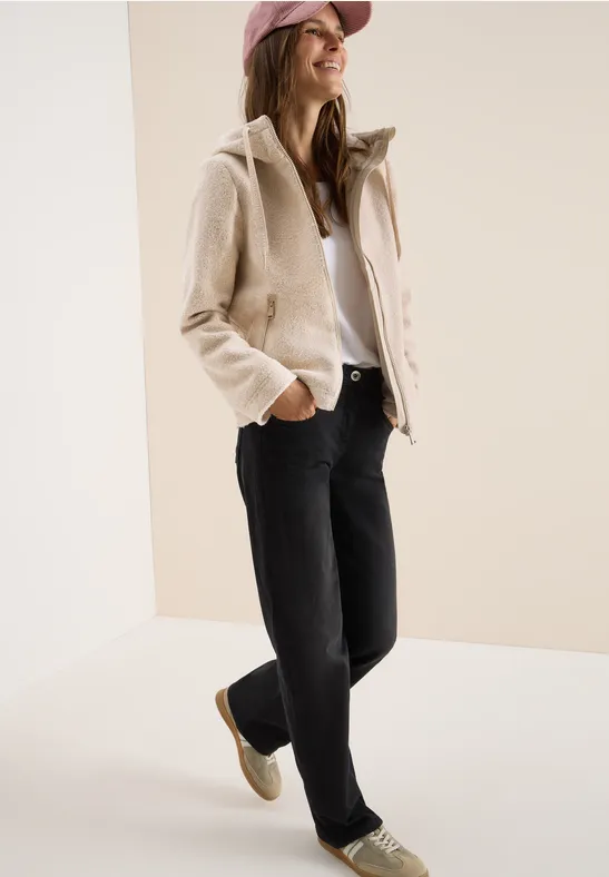 Kurze Wolloptik-Jacke teddy vanilla white