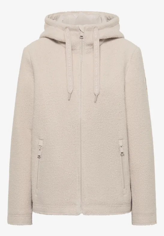 Kurze Wolloptik-Jacke teddy vanilla white