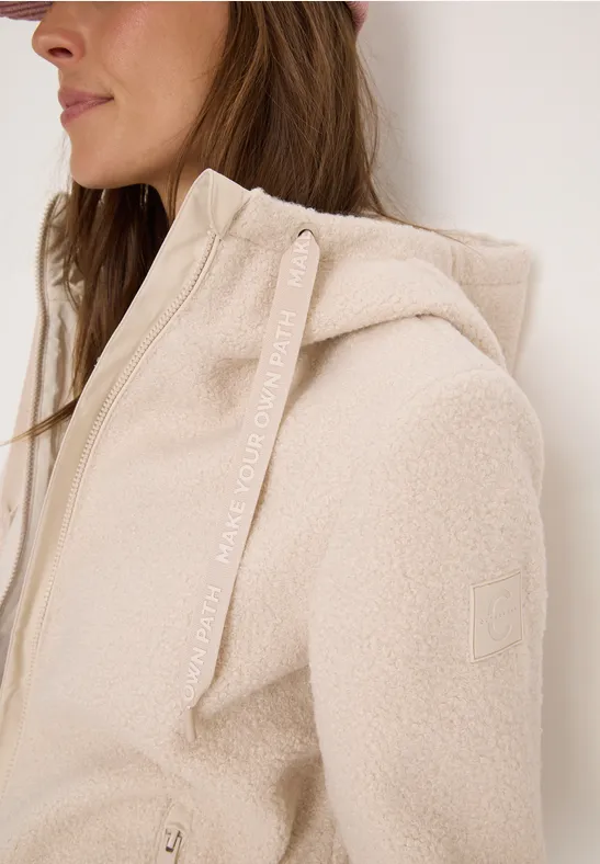 Kurze Wolloptik-Jacke teddy vanilla white