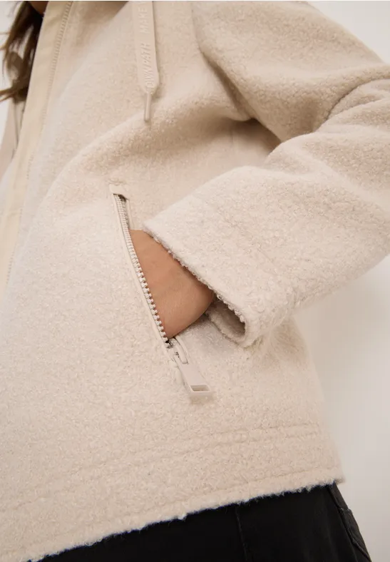 Kurze Wolloptik-Jacke teddy vanilla white