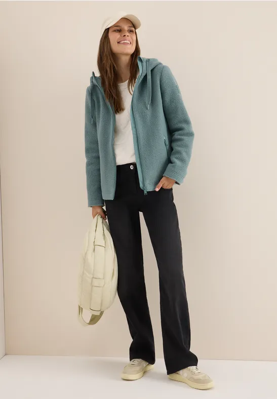 Kurze Wolloptik-Jacke ice hill green