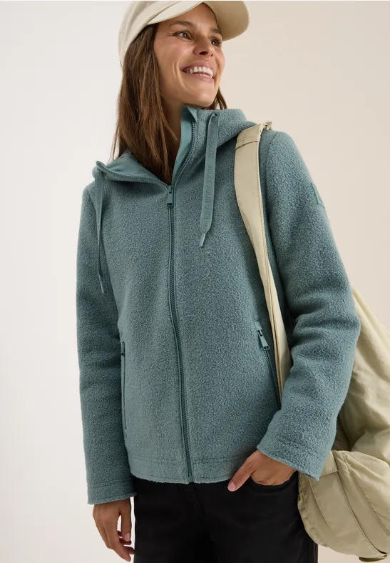 Kurze Wolloptik-Jacke ice hill green