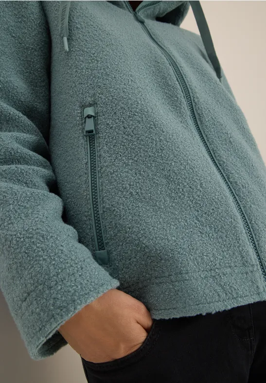 Kurze Wolloptik-Jacke ice hill green