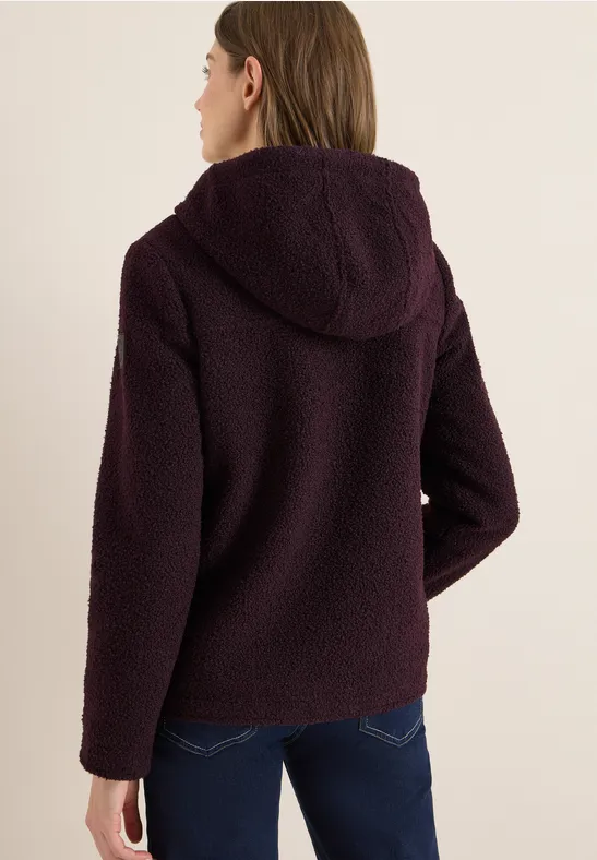 Kurze Wolloptik-Jacke dark plum