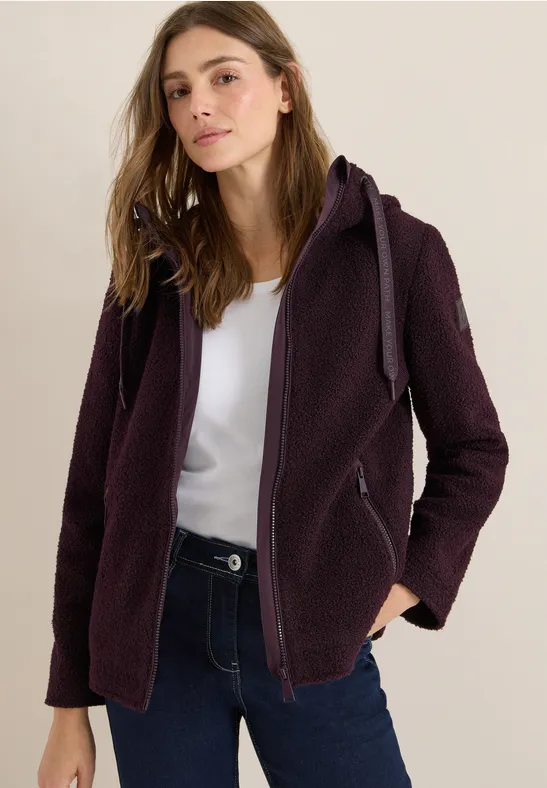 Kurze Wolloptik-Jacke dark plum