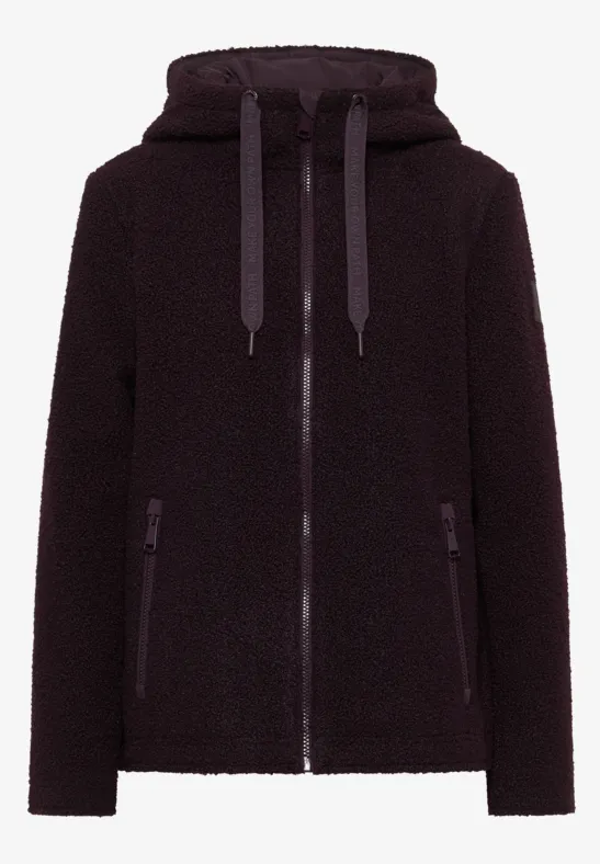 Kurze Wolloptik-Jacke dark plum