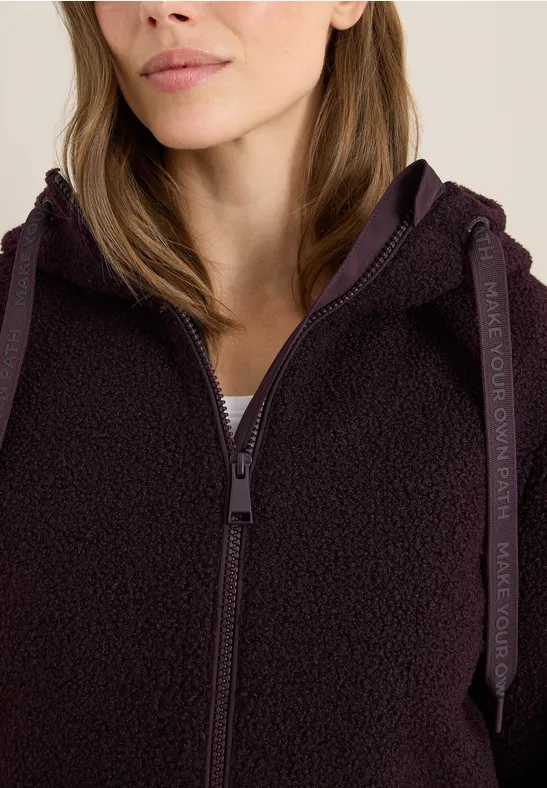 Kurze Wolloptik-Jacke dark plum