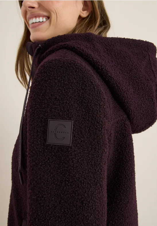 Kurze Wolloptik-Jacke dark plum
