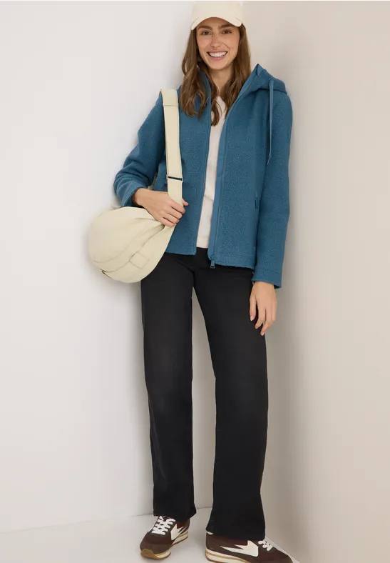 Kurze Wolloptik-Jacke moonstone blue