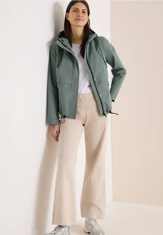 Windjack met capuchon kelp green