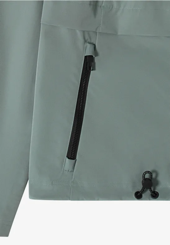 Windjack met capuchon kelp green