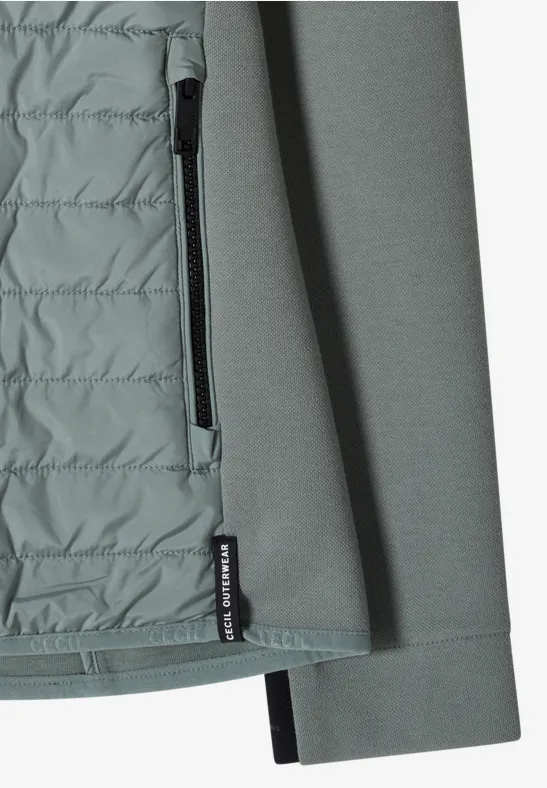 Jas met structuurmix en capuchon kelp green