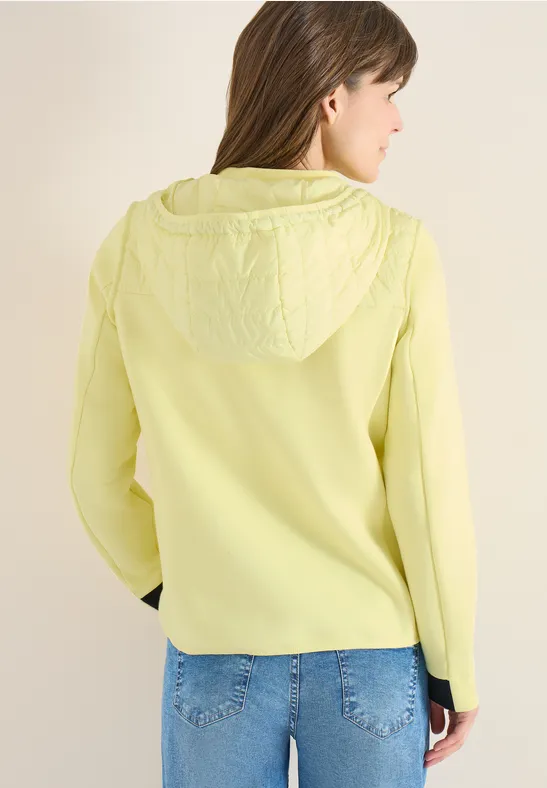 Jas met structuurmix en capuchon iced yellow