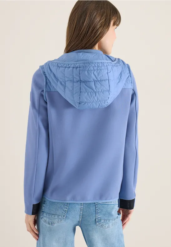 Jas met structuurmix en capuchon coal blue