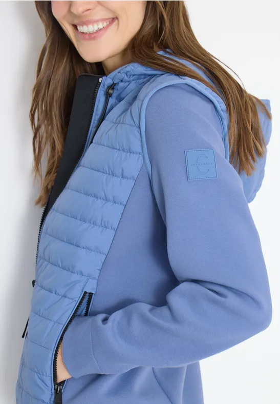 Jas met structuurmix en capuchon coal blue