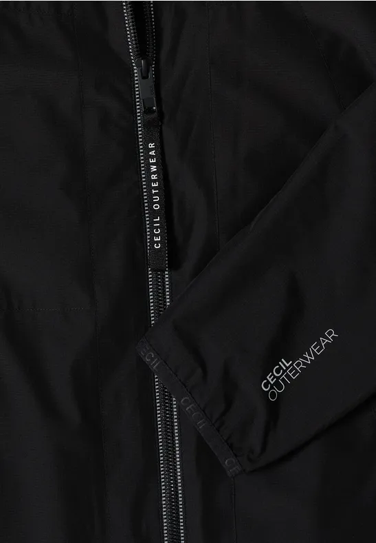 Jas met capuchon en trekkoord Black