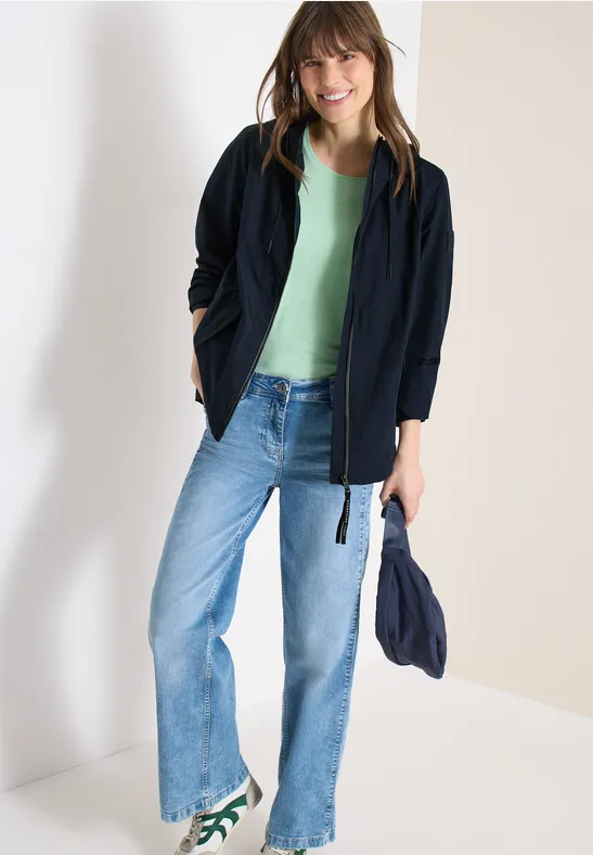 Jas met capuchon en trekkoord blue navy