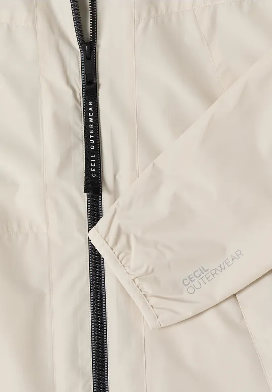 Jacke mit Kapuze und Tunnelzug dust beige