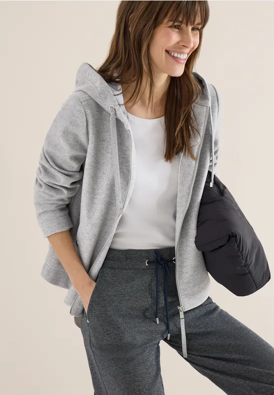 Hoodie Jacke silvery beige melange