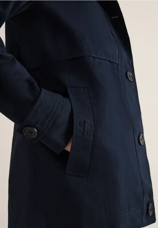 Trench-coat midi blue navy