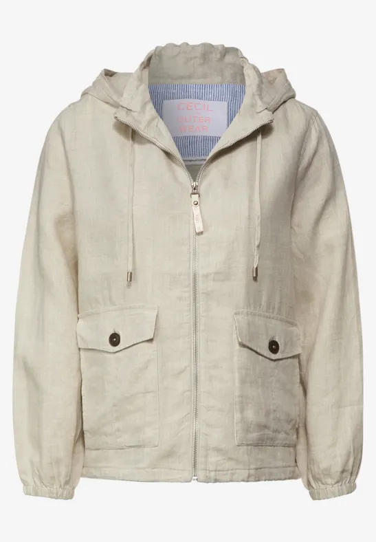 Kurze Leinen Jacke nature linen beige