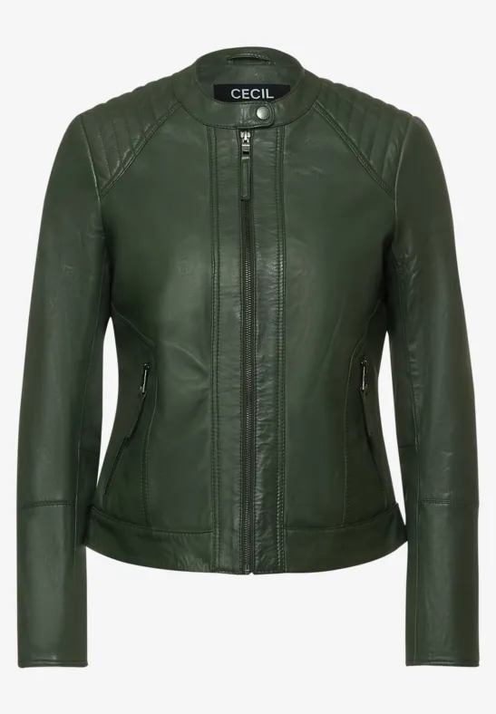 Lederjacke utility olive