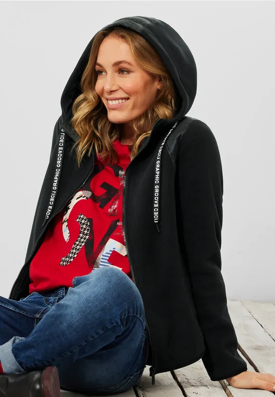 Fleecejacke im Materialmix Black