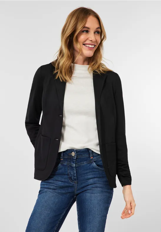 Blazer molletonné avec un détail froncé Black