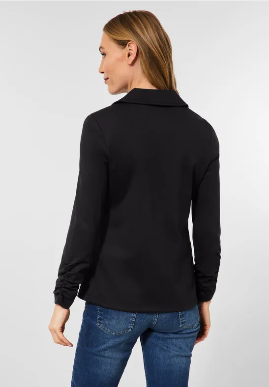 Blazer molletonné avec un détail froncé Black