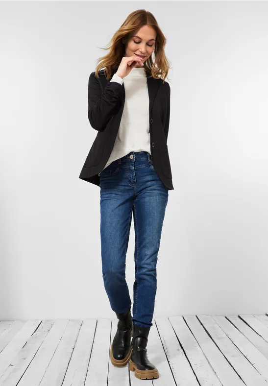 Blazer molletonné avec un détail froncé Black