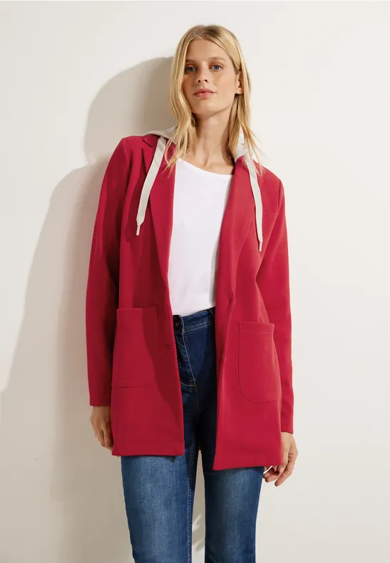 Doubleface Blazer mit Kapuze casual red