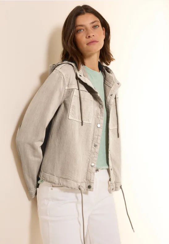 Overshirt mit Kapuze boulder beige
