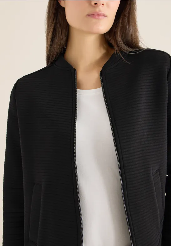 Kurze Strukturjacke Black