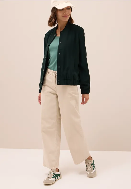 Mini ribfluwelen blouson ink green