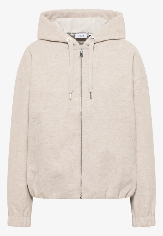 Wollen blouson oat milk beige melange