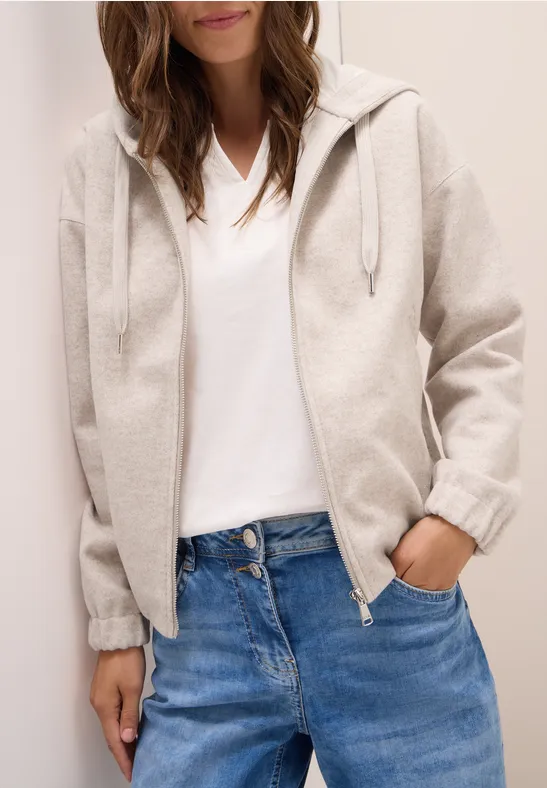 Wollen blouson oat milk beige melange