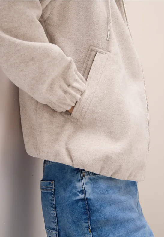 Wollen blouson oat milk beige melange