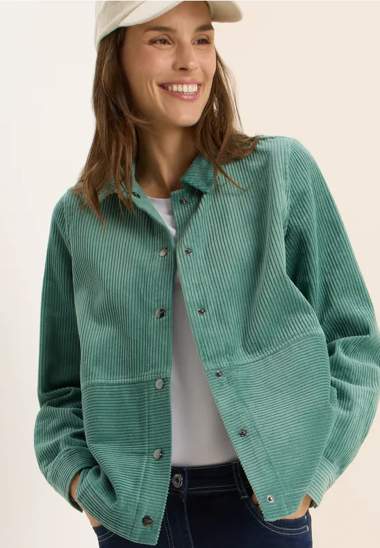 Cord Overshirt mit Knöpfen jewel green